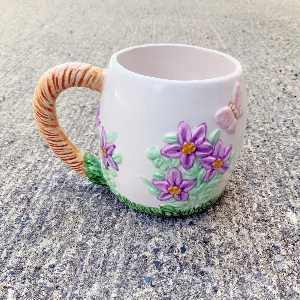 Vintage Wangs International bunny floral butterfly mug rabbit Cottagecore - Picture 5 of 8